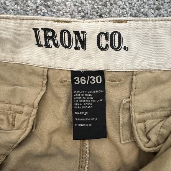 Iron Co Cargo Pants Mens 36x30 Tan Cotton Utility Pockets Straight Leg Outdoor - Picture 6 of 10